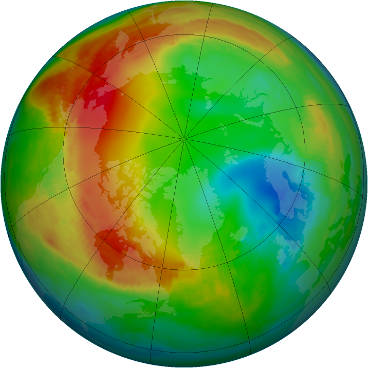 Arctic ozone map for 24 January 1989